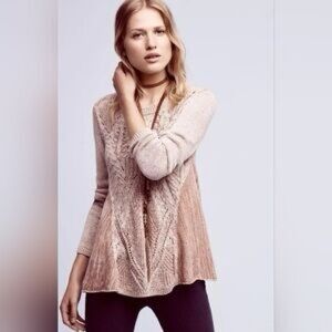 Anthropologie MOTH Rose Cream Sweater